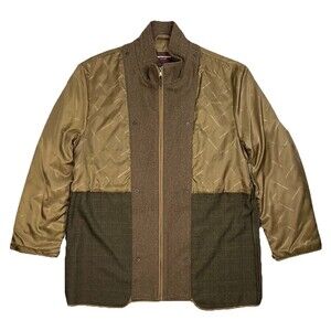 Johnston&Murphy Men XL Trench Jacket Coat Wool Nylon Khaki Lined Water Resistant